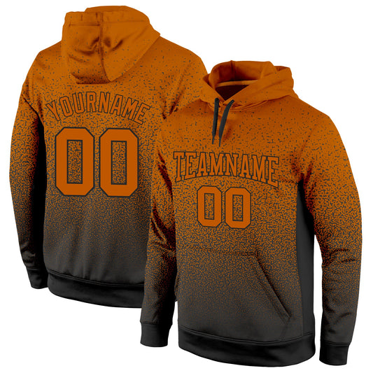 Custom Stitched Texas Orange Texas Orange-Black Fade Fashion Sports Pullover Sweatshirt Hoodie - Main View