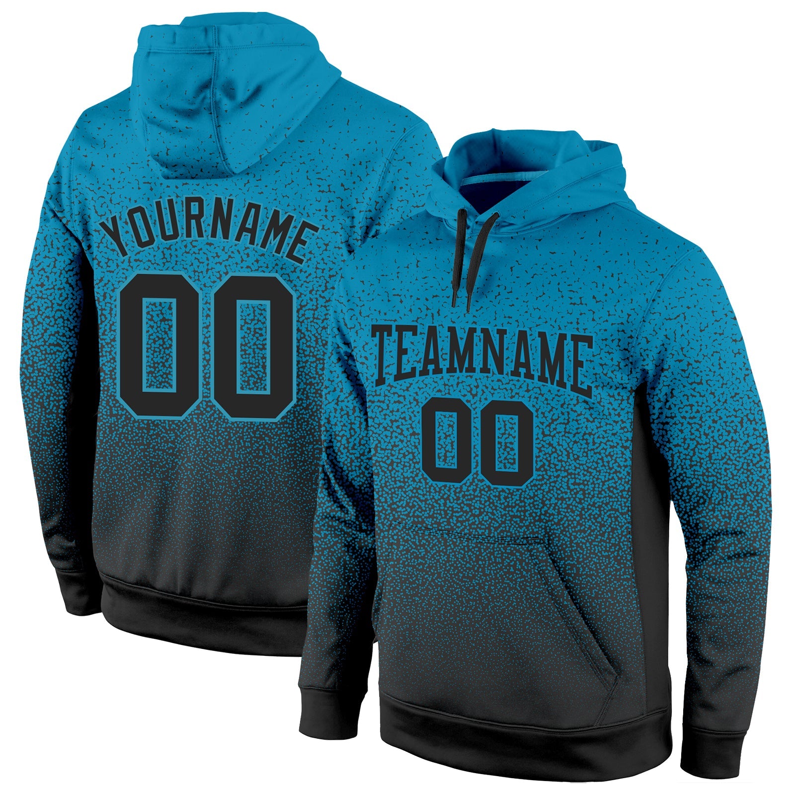 Custom Stitched Panther Blue Black Fade Fashion Sports Pullover Sweatshirt Hoodie - Main View