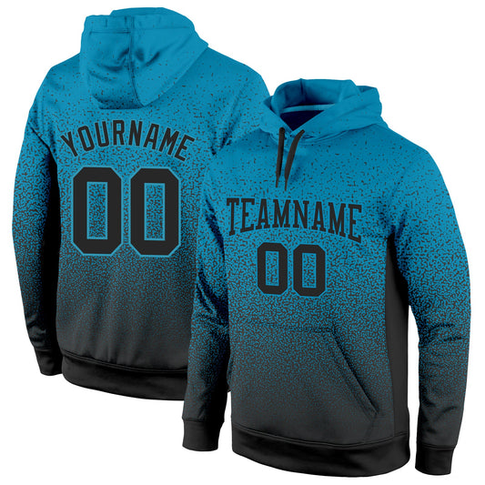 Custom Stitched Panther Blue Black Fade Fashion Sports Pullover Sweatshirt Hoodie - Main View
