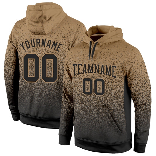 Custom Stitched Old Gold Black Fade Fashion Sports Pullover Sweatshirt Hoodie - Main View