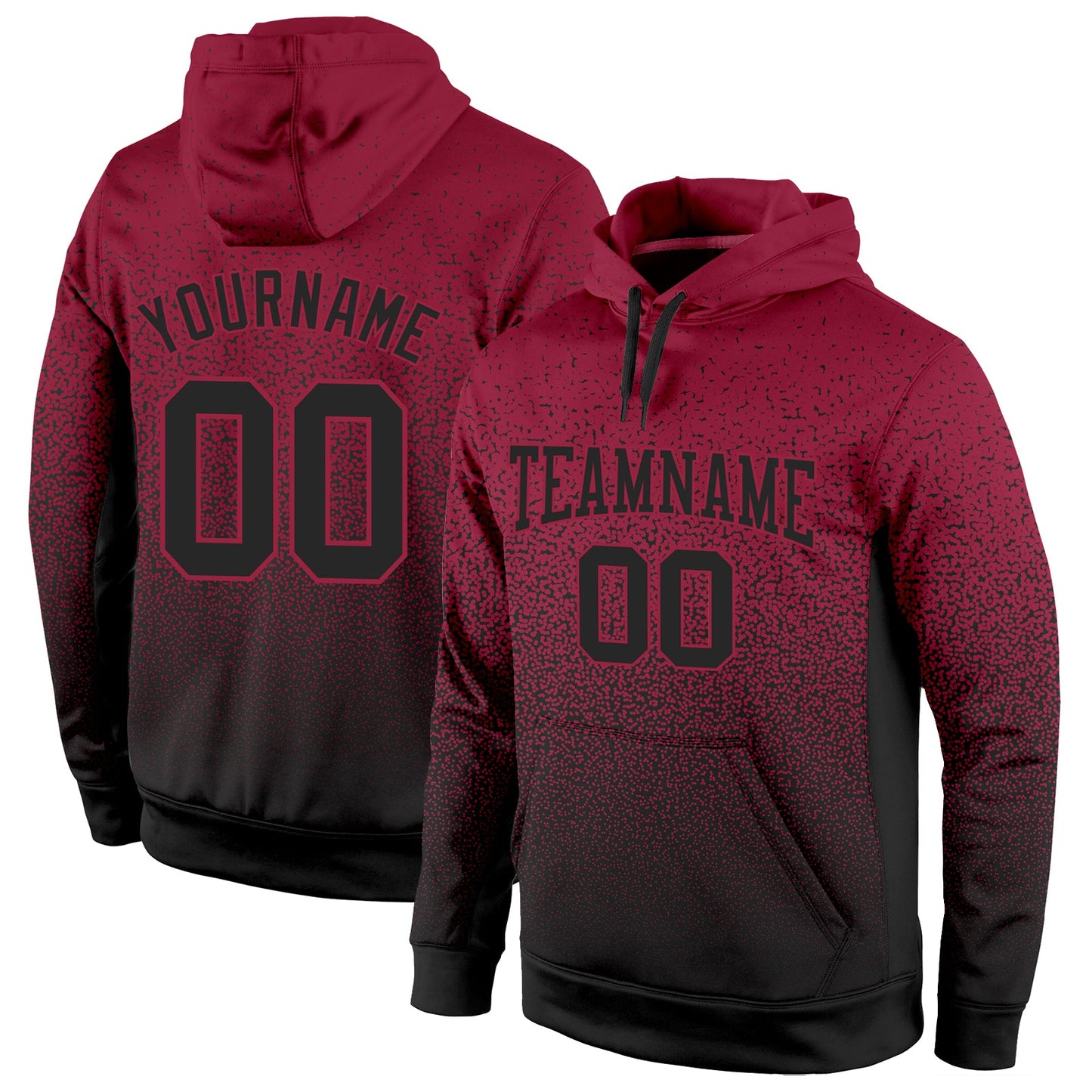 Custom Stitched Cardinal Black Fade Fashion Sports Pullover Sweatshirt Hoodie - Main View