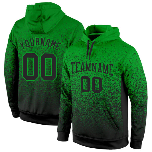 Custom Stitched Grass Green Black Fade Fashion Sports Pullover Sweatshirt Hoodie - Main View