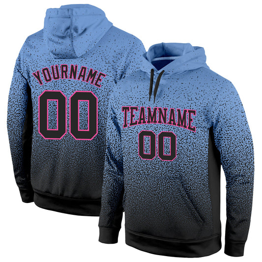 Custom Stitched Light Blue Black-Pink Fade Fashion Sports Pullover Sweatshirt Hoodie - Main View