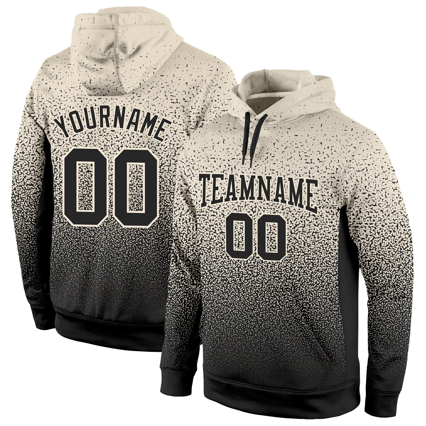 Custom Stitched Cream Black Fade Fashion Sports Pullover Sweatshirt Hoodie - Main View