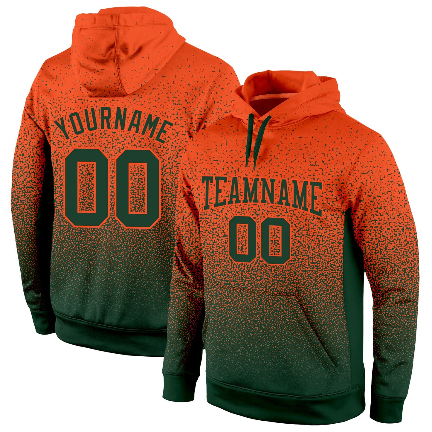 Custom Stitched Orange Green Fade Fashion Sports Pullover Sweatshirt Hoodie - Main View