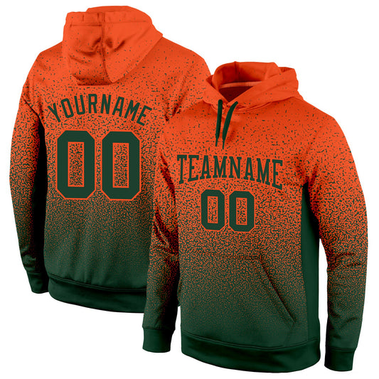 Custom Stitched Orange Green Fade Fashion Sports Pullover Sweatshirt Hoodie - Main View