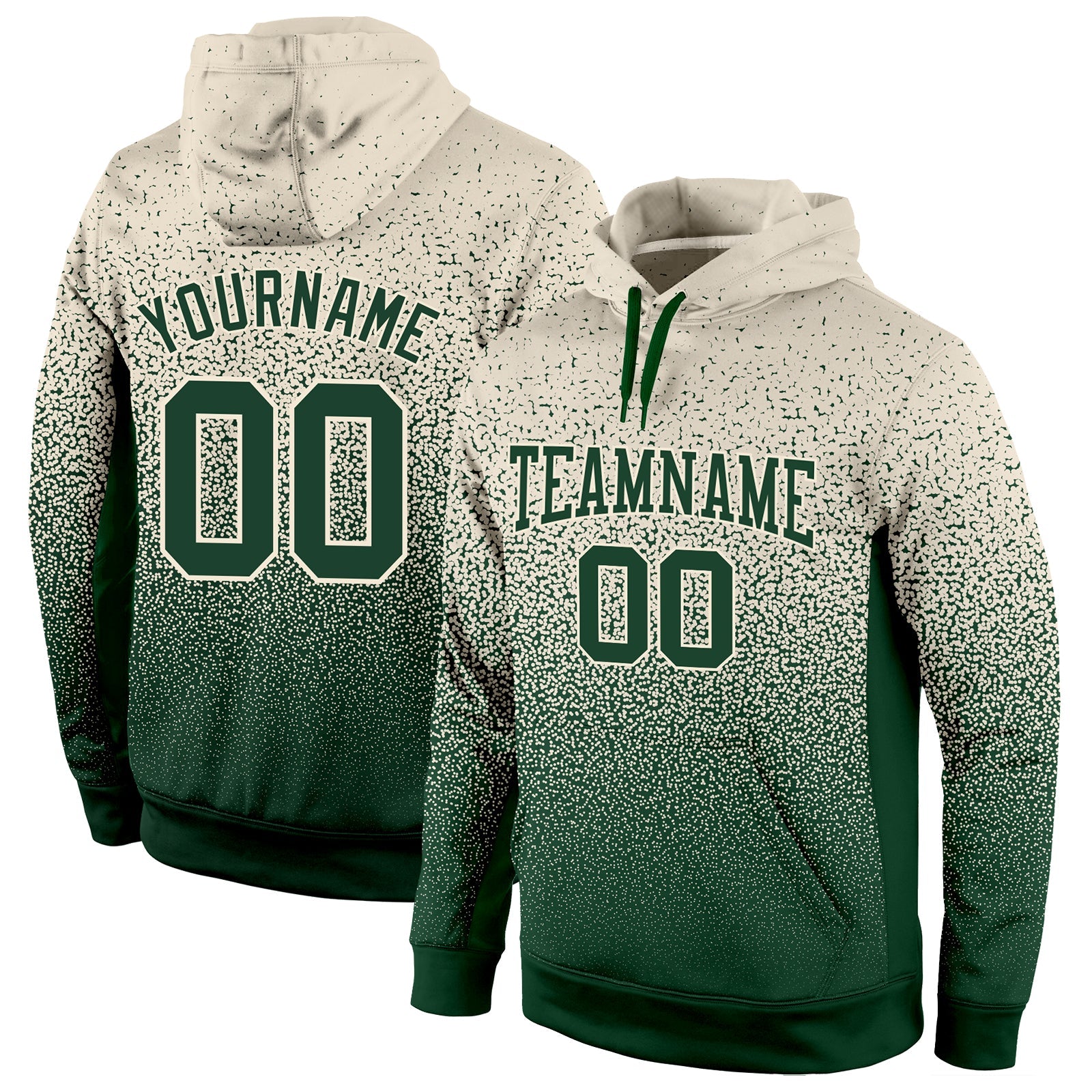 Custom Stitched Cream Green Fade Fashion Sports Pullover Sweatshirt Hoodie - Main View