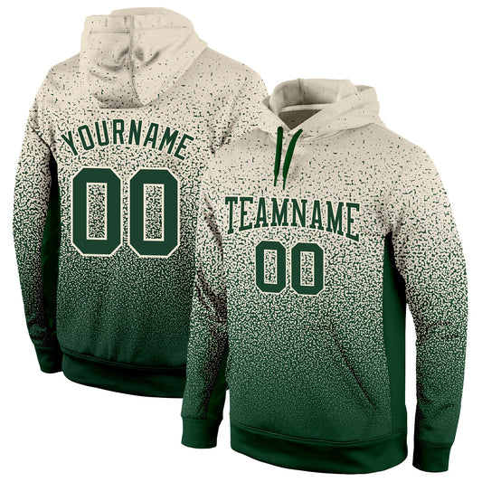 Custom Stitched Cream Green Fade Fashion Sports Pullover Sweatshirt Hoodie - Main View