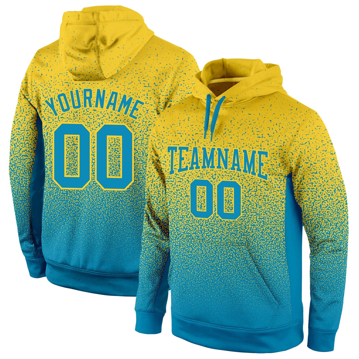 Custom Stitched Gold Panther Blue Fade Fashion Sports Pullover Sweatshirt Hoodie - Main View