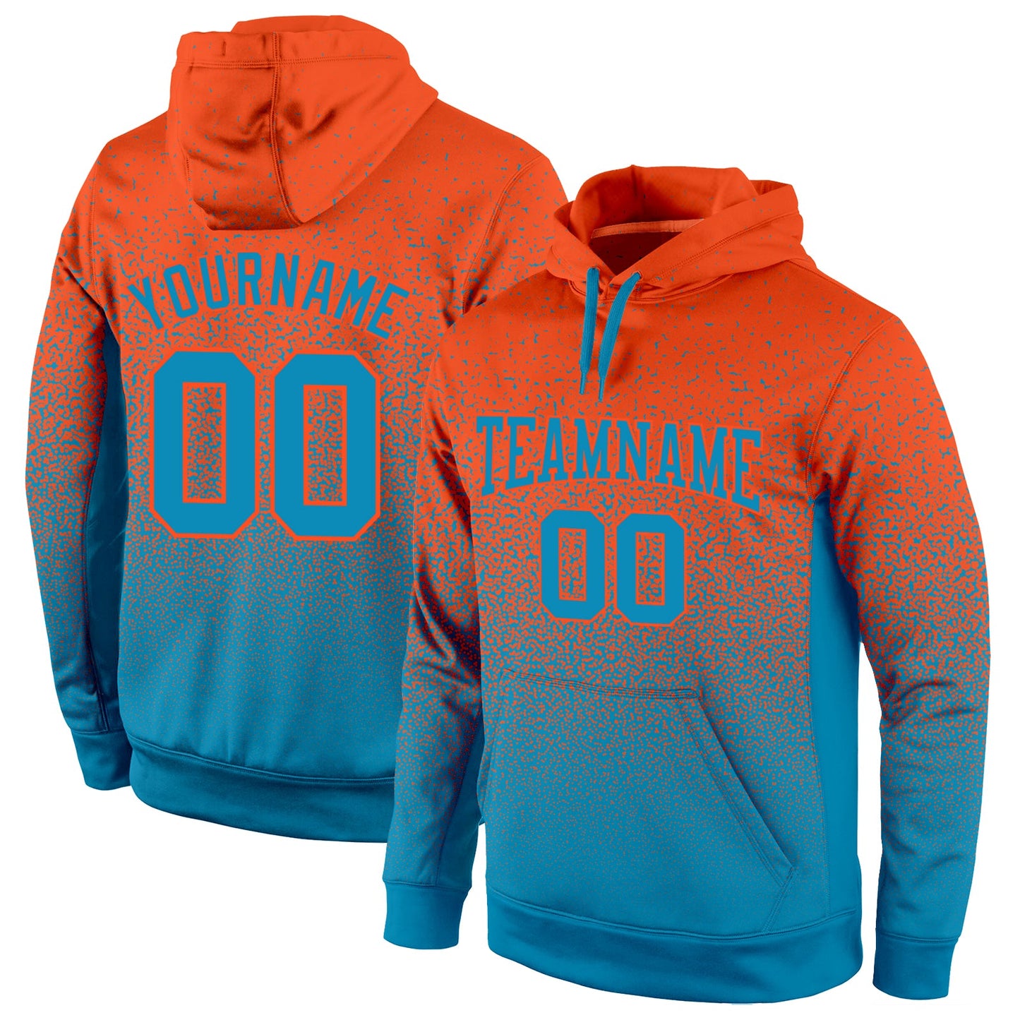 Custom Stitched Orange Panther Blue Fade Fashion Sports Pullover Sweatshirt Hoodie - Main View