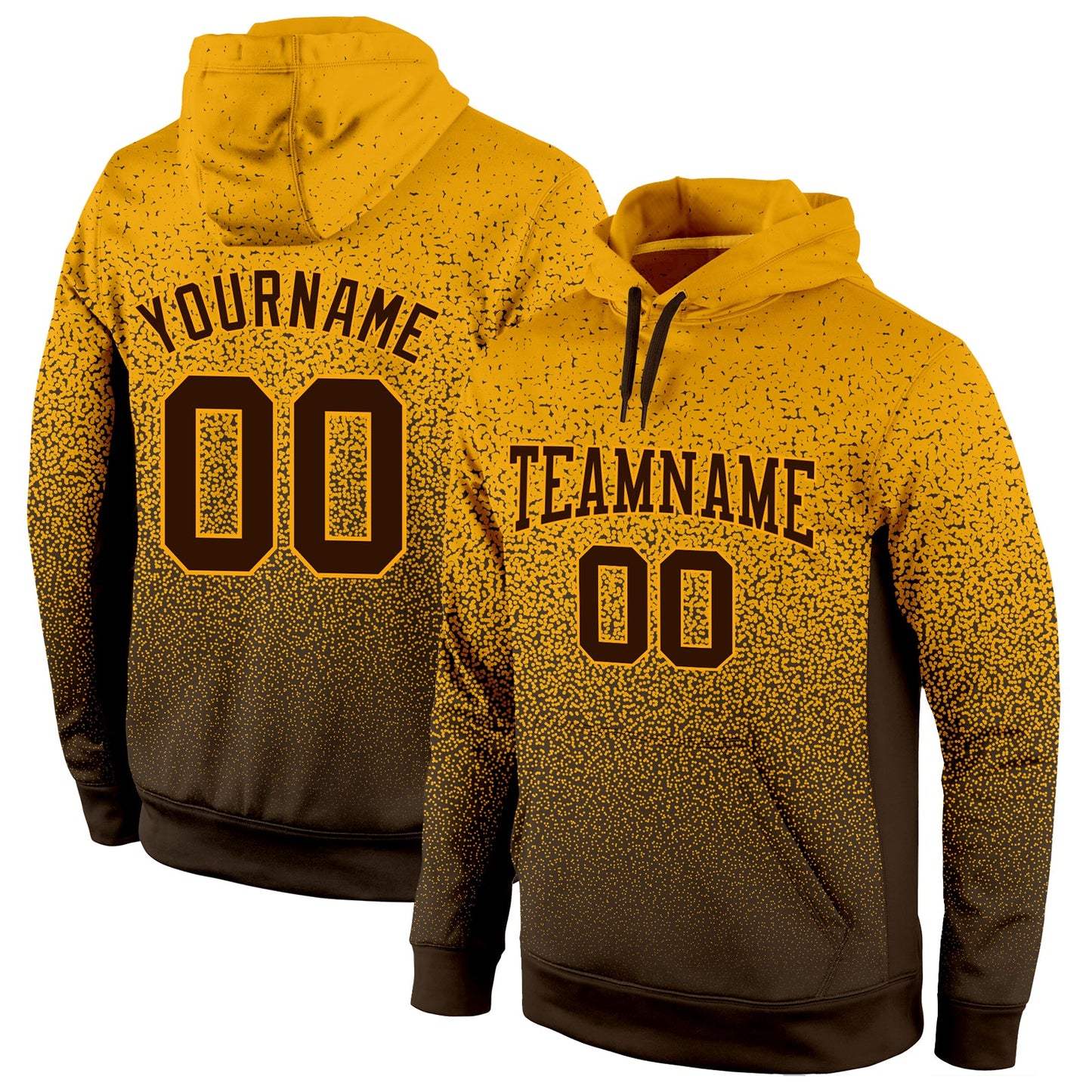 Custom Stitched Gold Brown Fade Fashion Sports Pullover Sweatshirt Hoodie - Main View