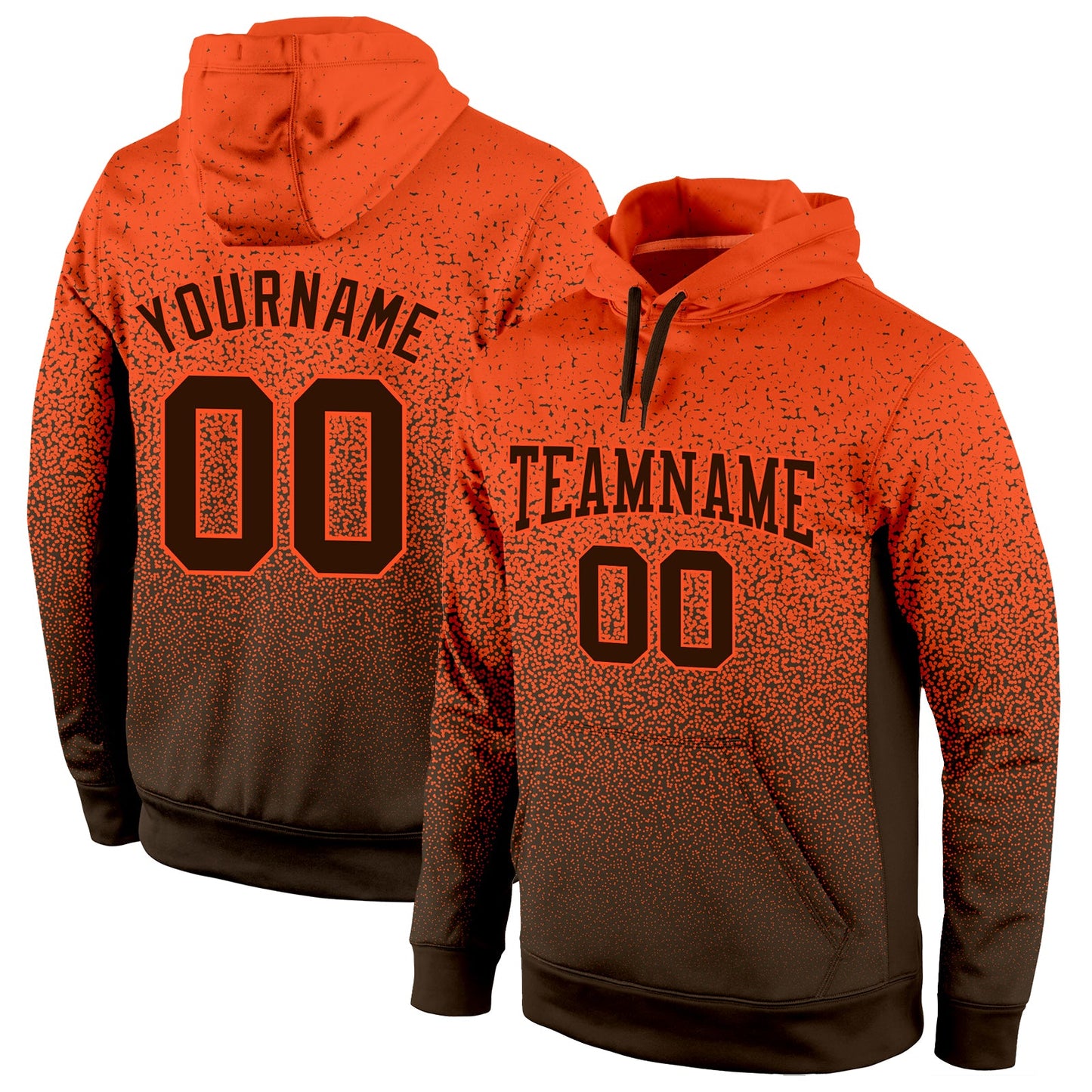 Custom Stitched Orange Brown Fade Fashion Sports Pullover Sweatshirt Hoodie - Main View