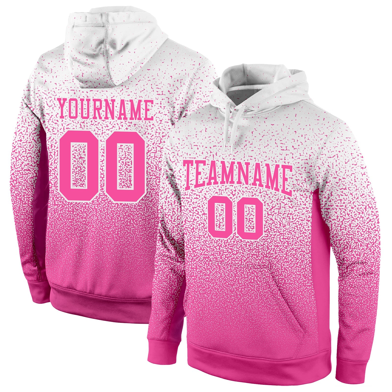 Custom Stitched White Pink Fade Fashion Sports Pullover Sweatshirt Hoodie - Main View