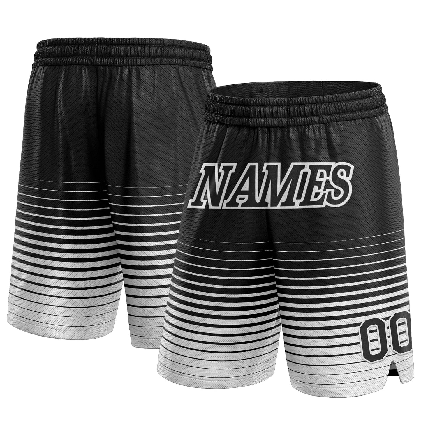 Custom Black White Pinstripe Fade Fashion Authentic Basketball Shorts - Main View