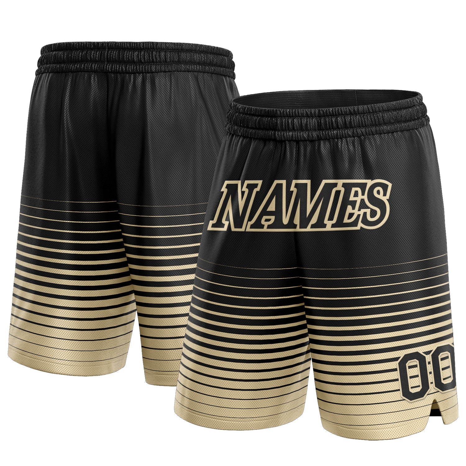 Custom Black Cream Pinstripe Fade Fashion Authentic Basketball Shorts - Main View