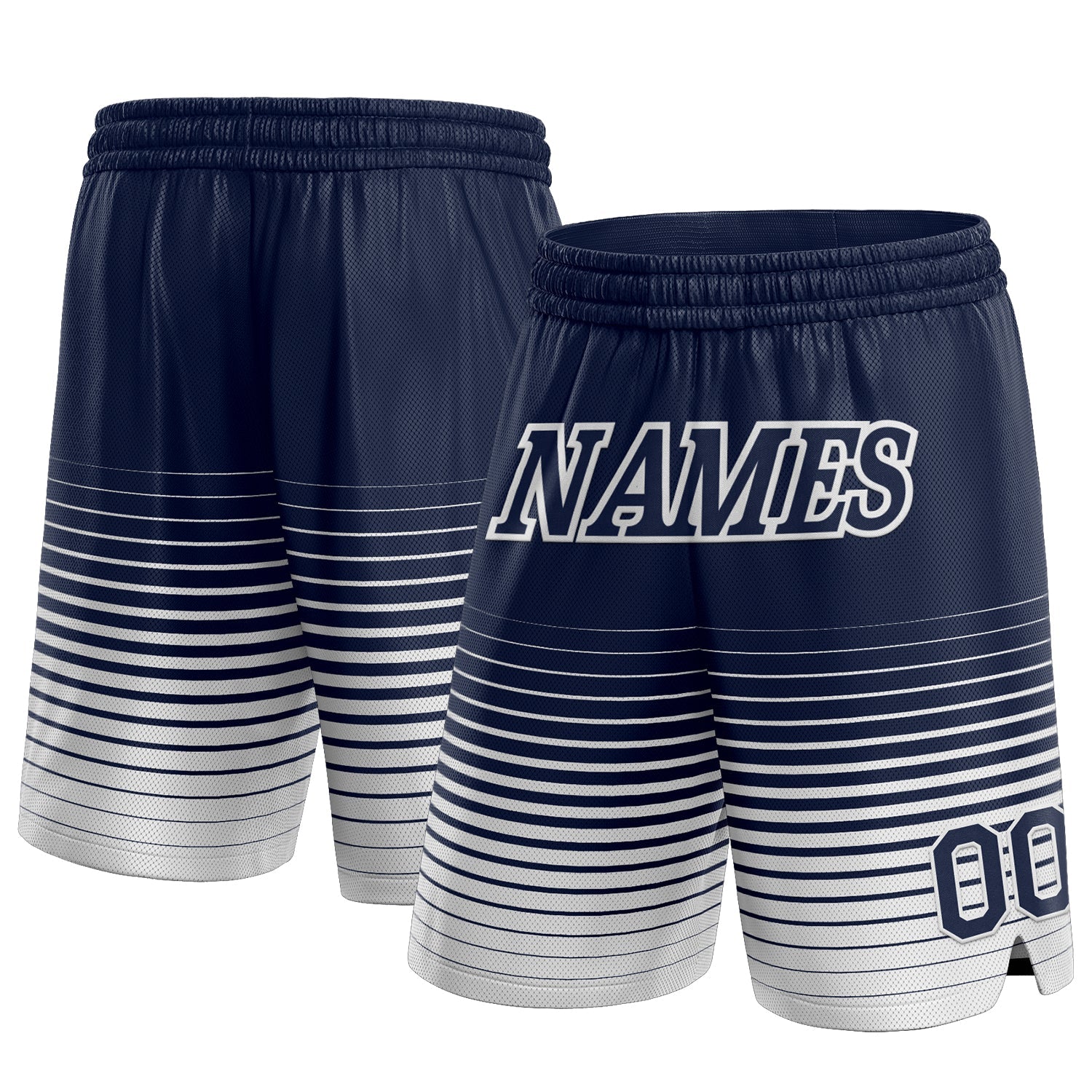 Custom Navy White Pinstripe Fade Fashion Authentic Basketball Shorts - Main View