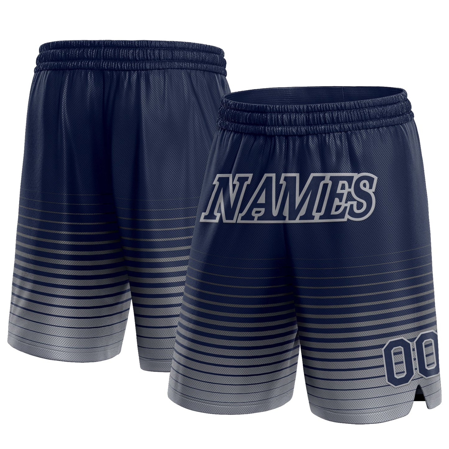 Custom Navy Gray Pinstripe Fade Fashion Authentic Basketball Shorts - Main View