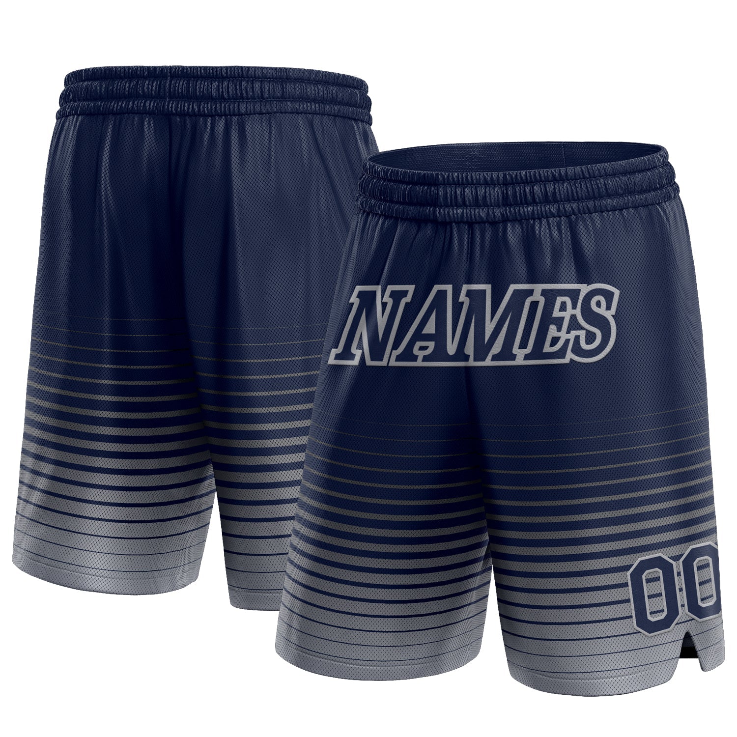 Custom Navy Gray Pinstripe Fade Fashion Authentic Basketball Shorts - Main View