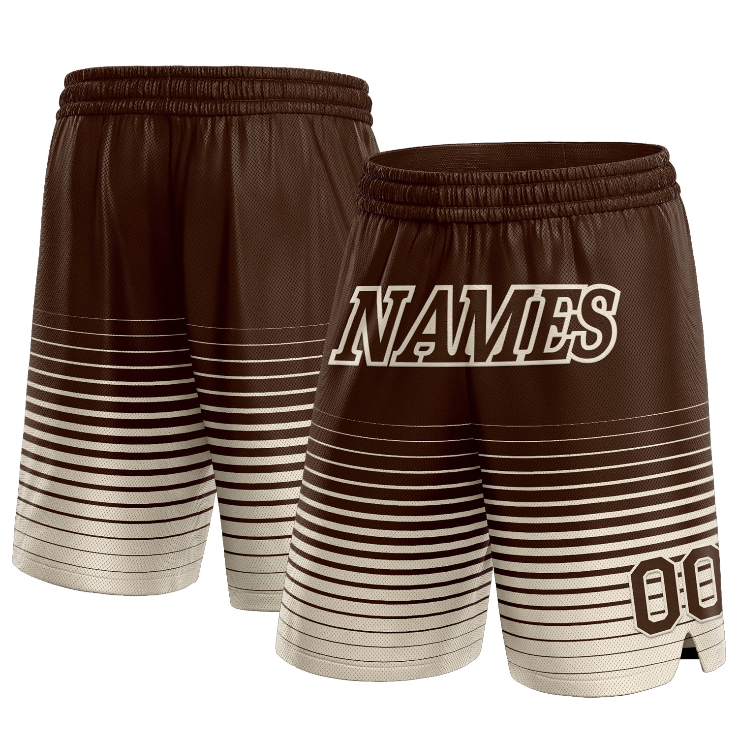 Custom Brown Cream Pinstripe Fade Fashion Authentic Basketball Shorts - Main View