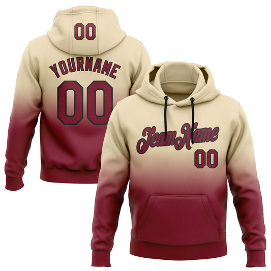Custom Stitched City Cream Crimson-Black Fade Fashion Sports Pullover Sweatshirt Hoodie - Main View
