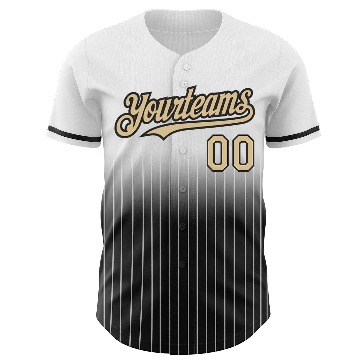 Custom White Pinstripe Vegas Gold-Black Authentic Fade Fashion Baseball Jersey view 3