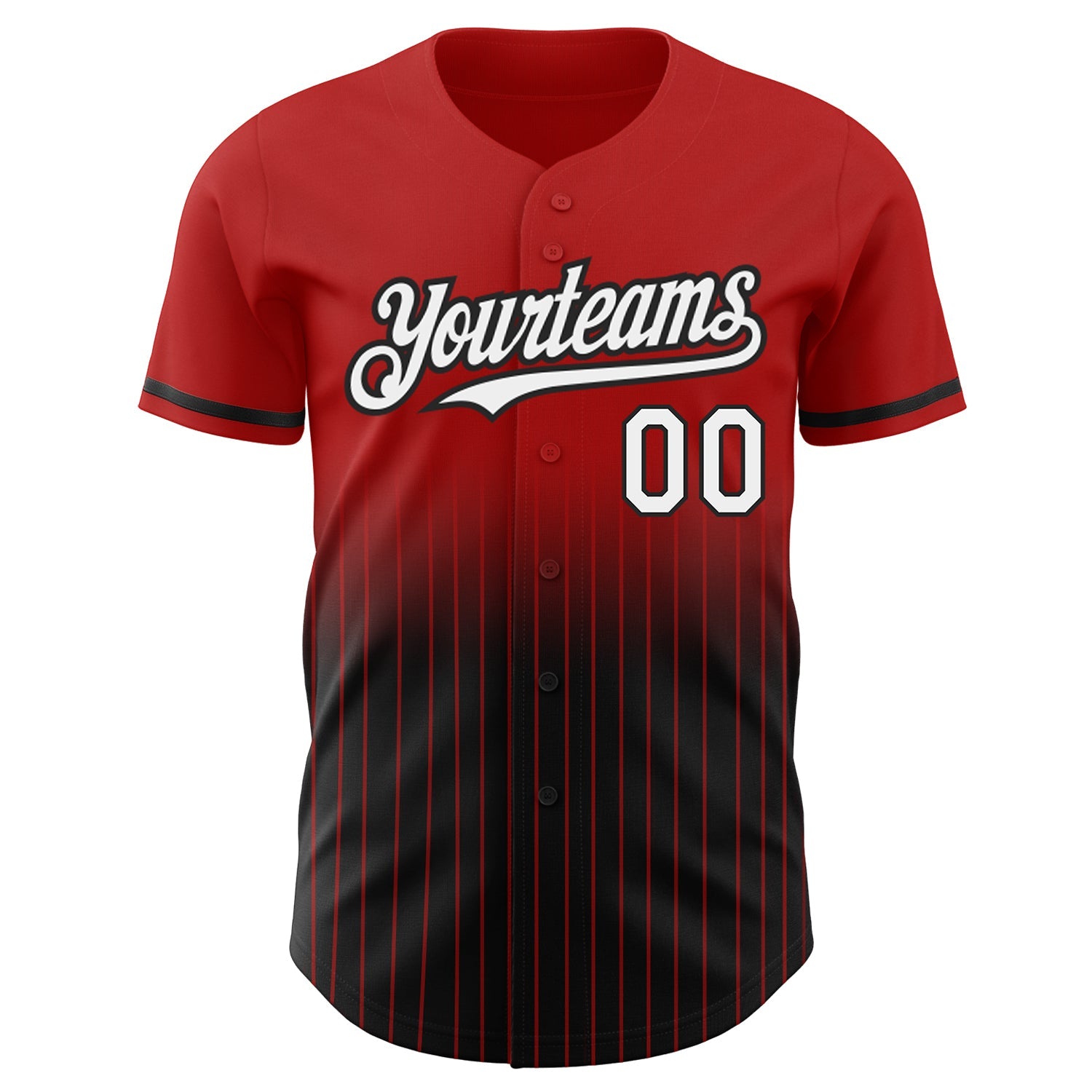Custom Red Pinstripe White-Black Authentic Fade Fashion Baseball Jersey view 3