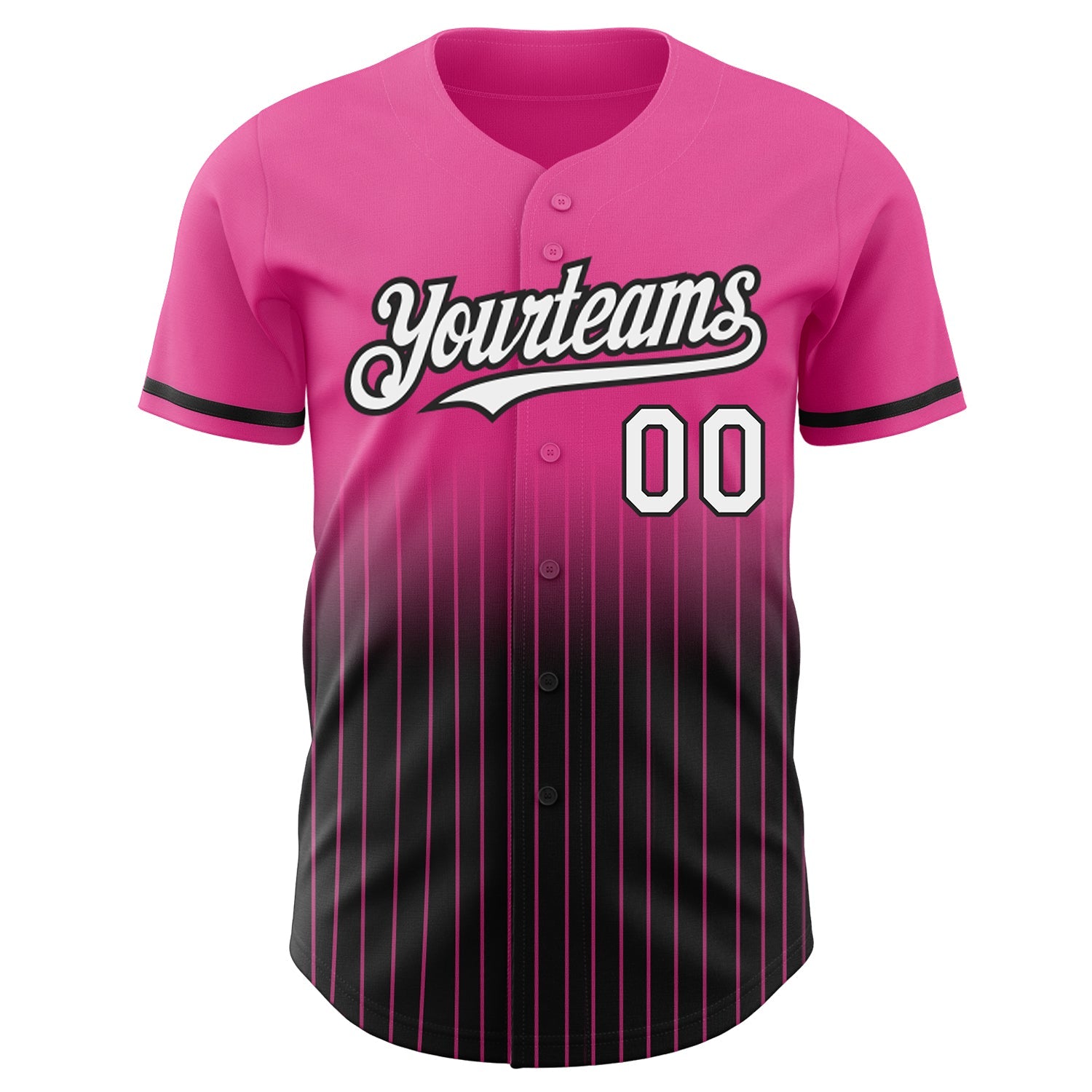 Custom Pink Pinstripe White-Black Authentic Fade Fashion Baseball Jersey view 3