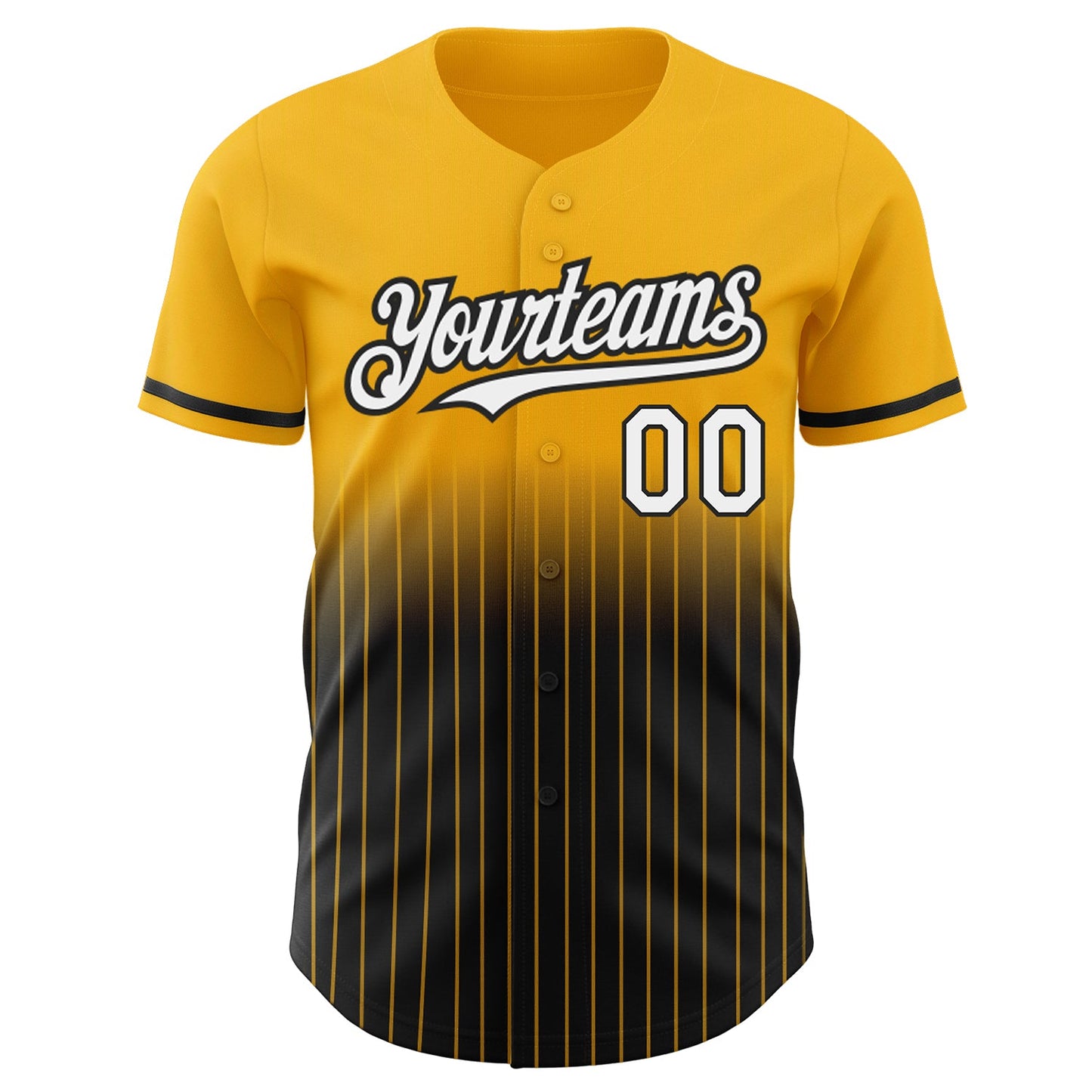 Custom Gold Pinstripe White-Black Authentic Fade Fashion Baseball Jersey view 3