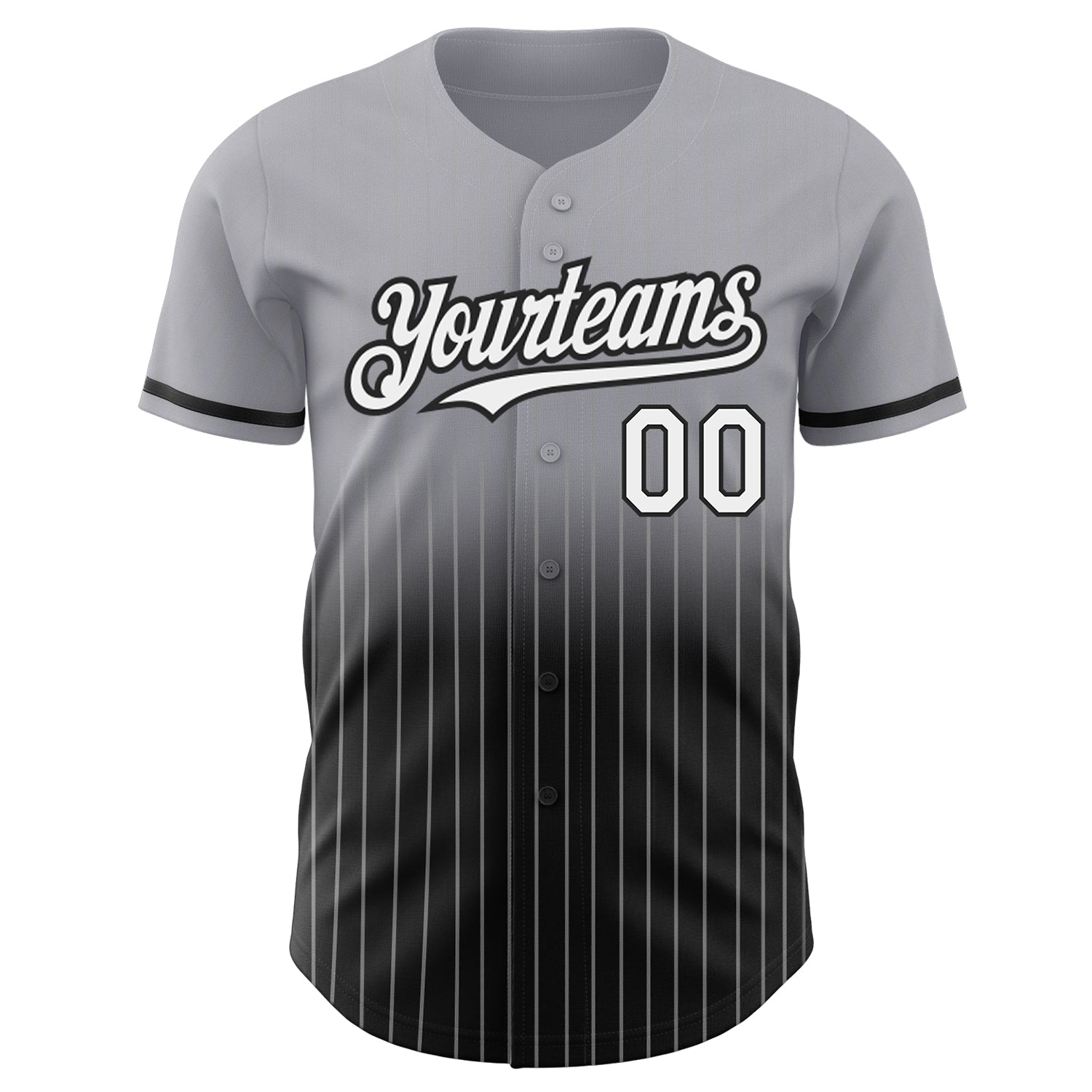 Custom Gray Pinstripe White-Black Authentic Fade Fashion Baseball Jersey view 3
