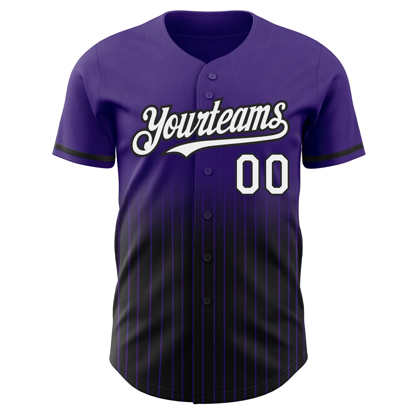 Custom Purple Pinstripe White-Black Authentic Fade Fashion Baseball Jersey view 3