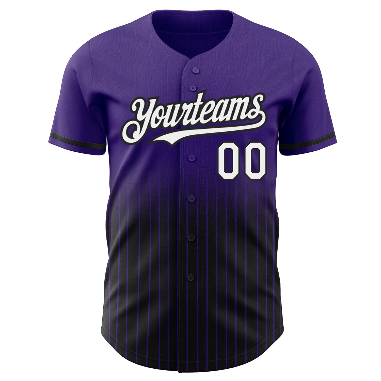 Custom Purple Pinstripe White-Black Authentic Fade Fashion Baseball Jersey view 3