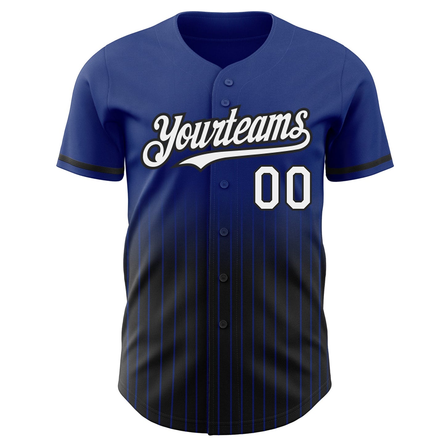 Custom Royal Pinstripe White-Black Authentic Fade Fashion Baseball Jersey view 3