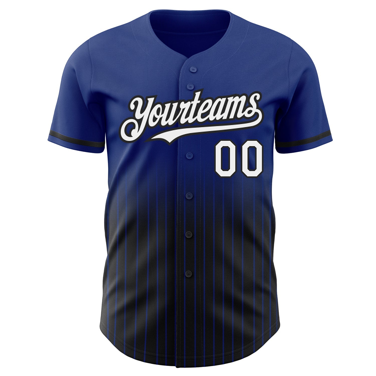 Custom Royal Pinstripe White-Black Authentic Fade Fashion Baseball Jersey view 3