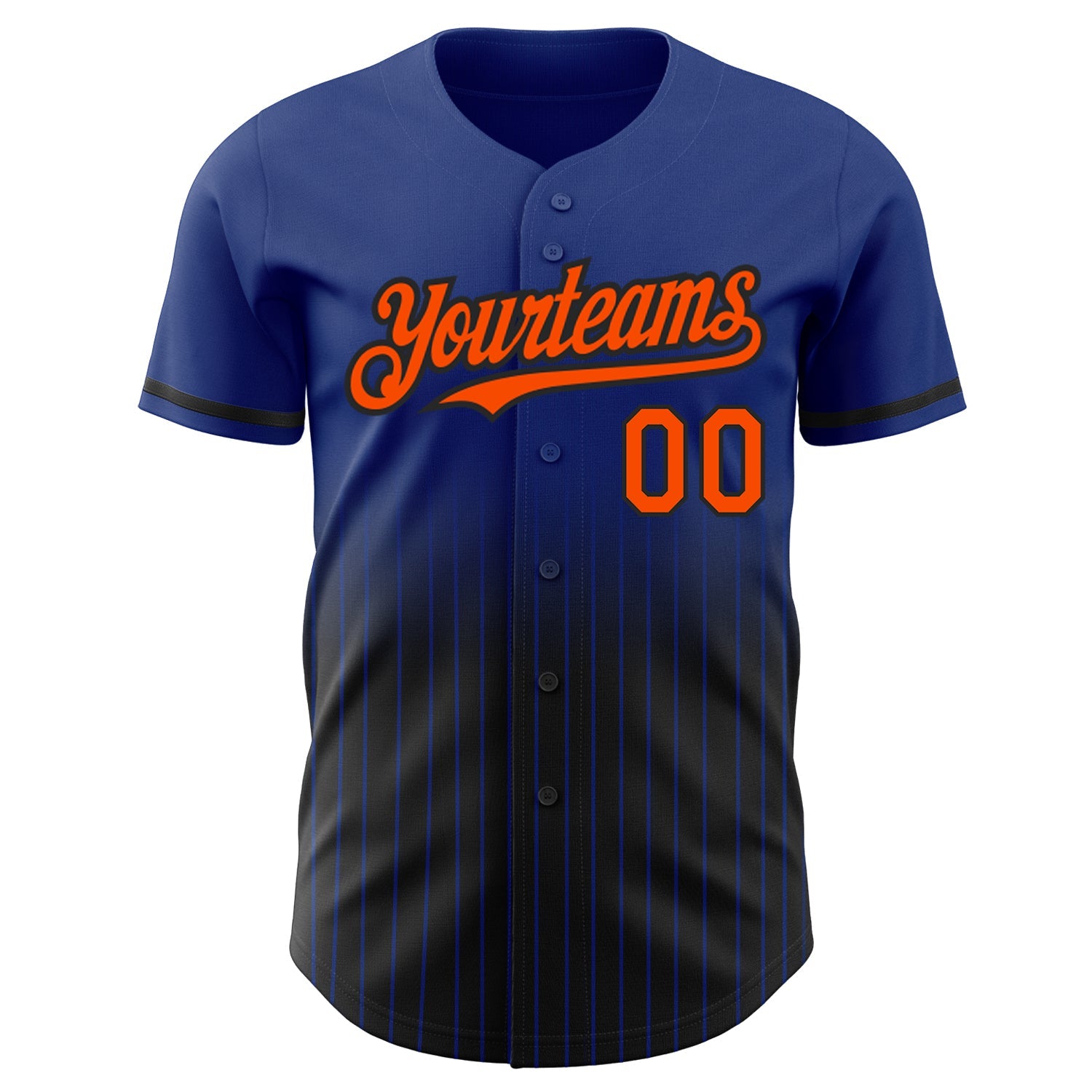 Custom Royal Pinstripe Orange-Black Authentic Fade Fashion Baseball Jersey view 3