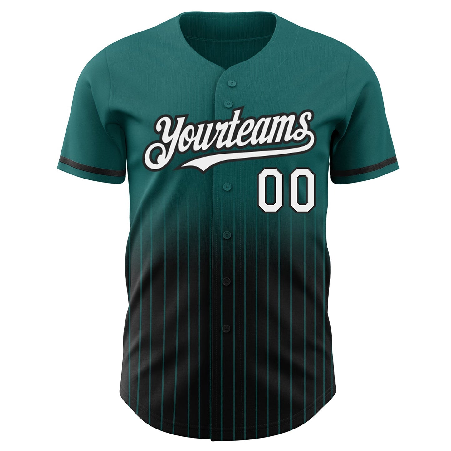 Custom Teal Pinstripe White-Black Authentic Fade Fashion Baseball Jersey view 3