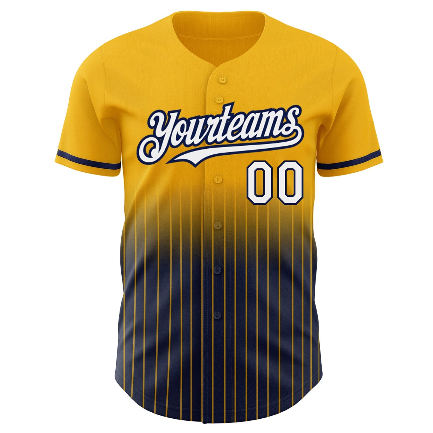 Custom Gold Pinstripe White-Navy Authentic Fade Fashion Baseball Jersey view 3
