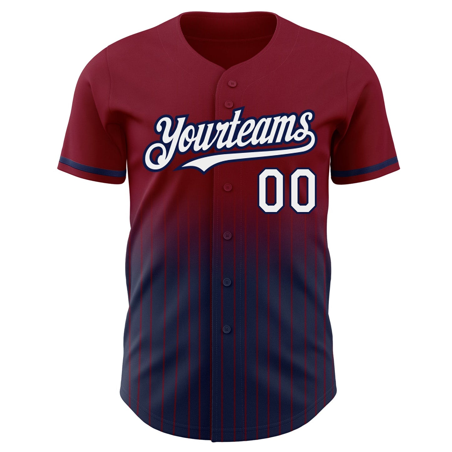 Custom Maroon Pinstripe White-Navy Authentic Fade Fashion Baseball Jersey view 3