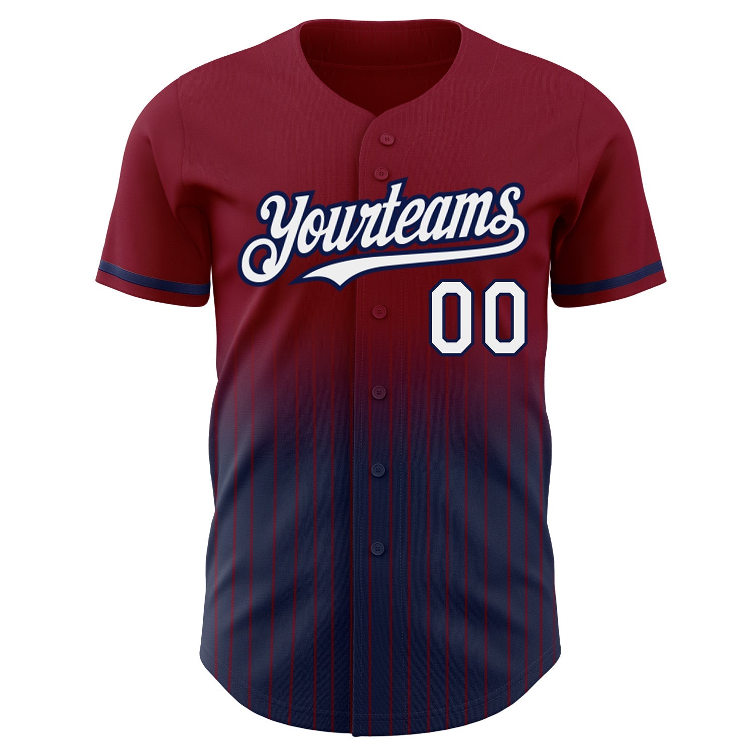Custom Maroon Pinstripe White-Navy Authentic Fade Fashion Baseball Jersey view 3
