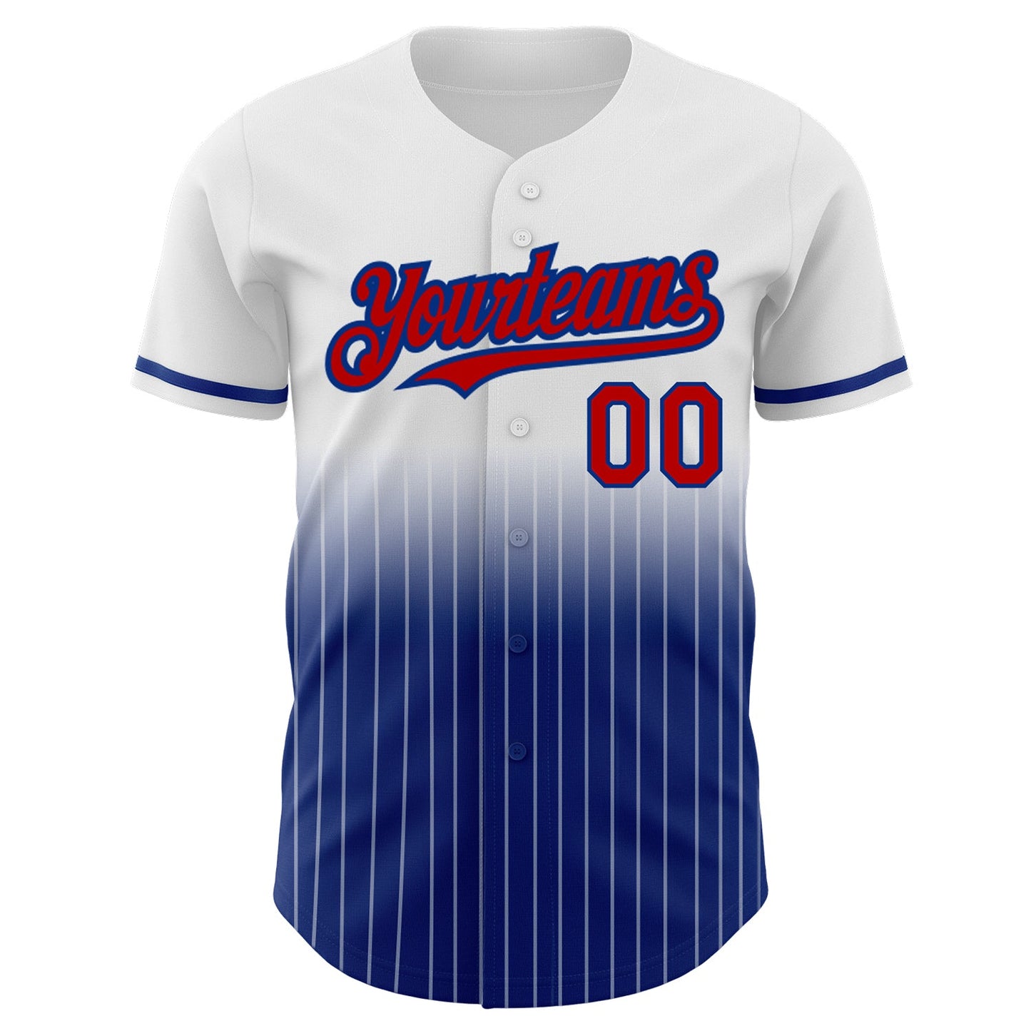 Custom White Pinstripe Red-Royal Authentic Fade Fashion Baseball Jersey view 3