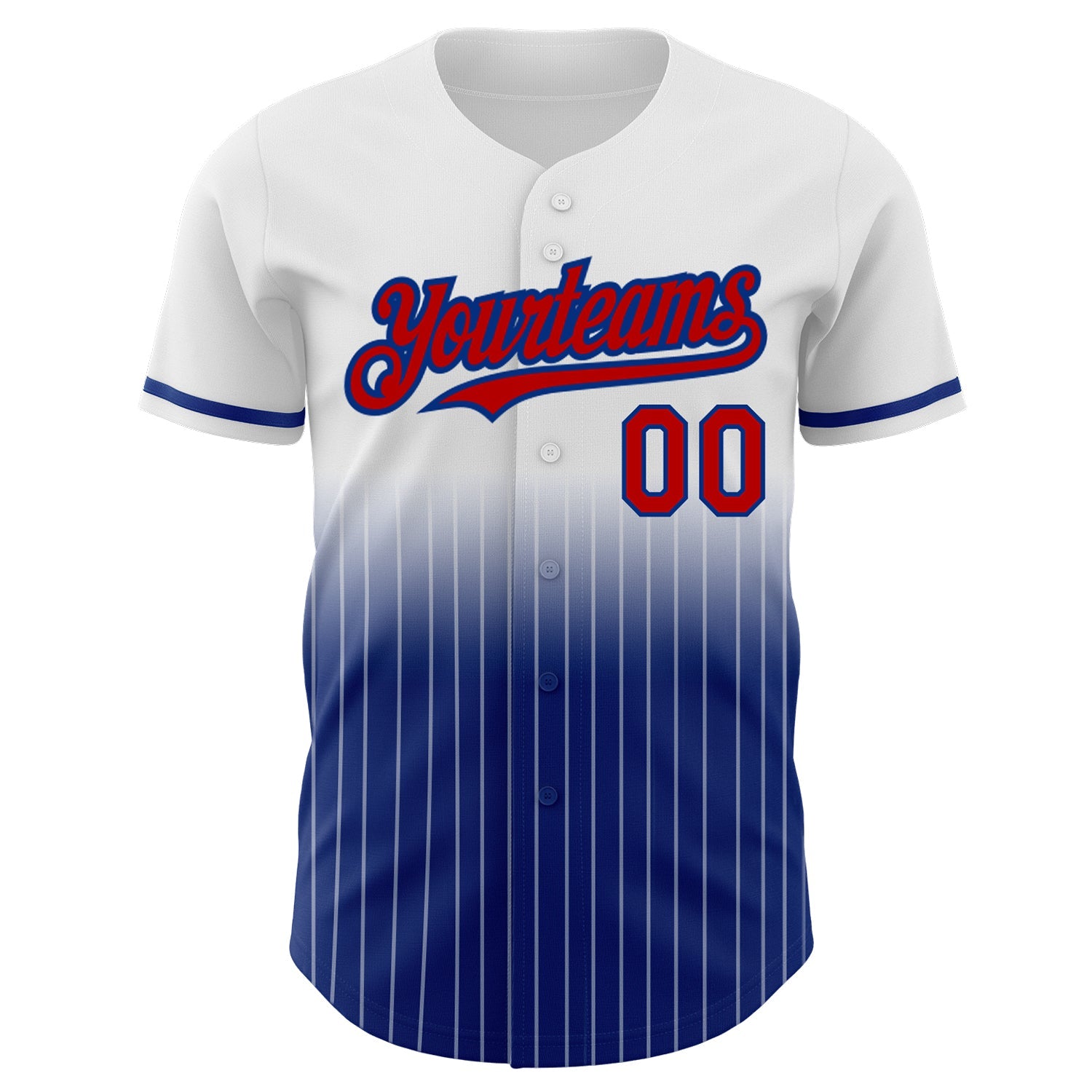 Custom White Pinstripe Red-Royal Authentic Fade Fashion Baseball Jersey view 3