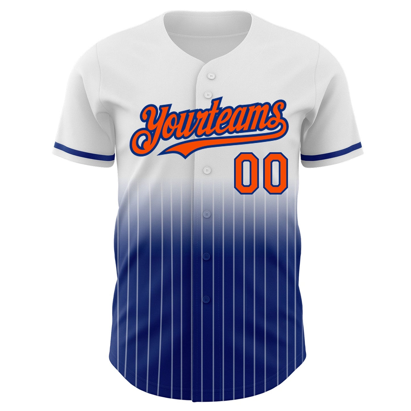 Custom White Pinstripe Orange-Royal Authentic Fade Fashion Baseball Jersey view 3