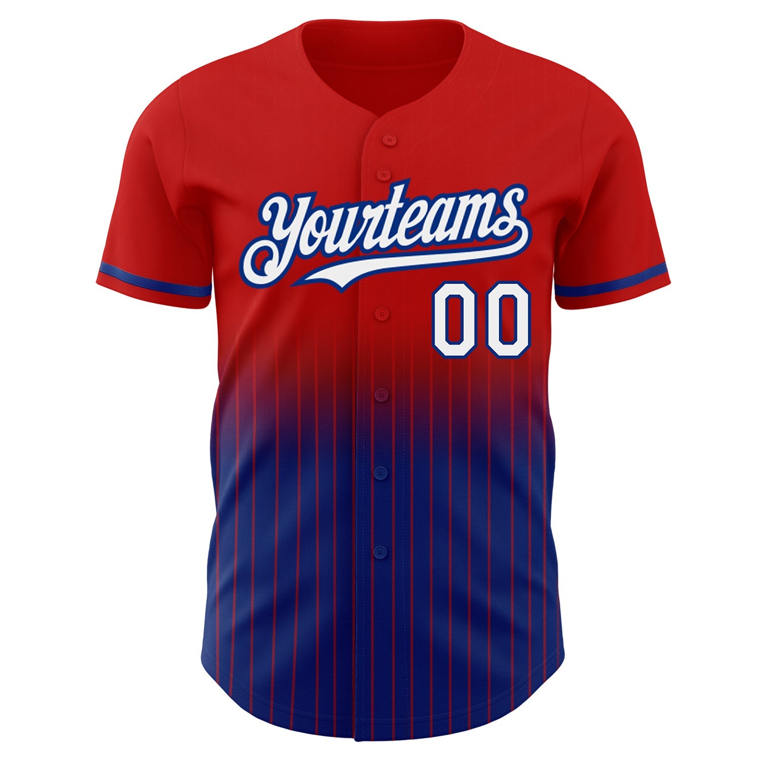 Custom Red Pinstripe White-Royal Authentic Fade Fashion Baseball Jersey view 3
