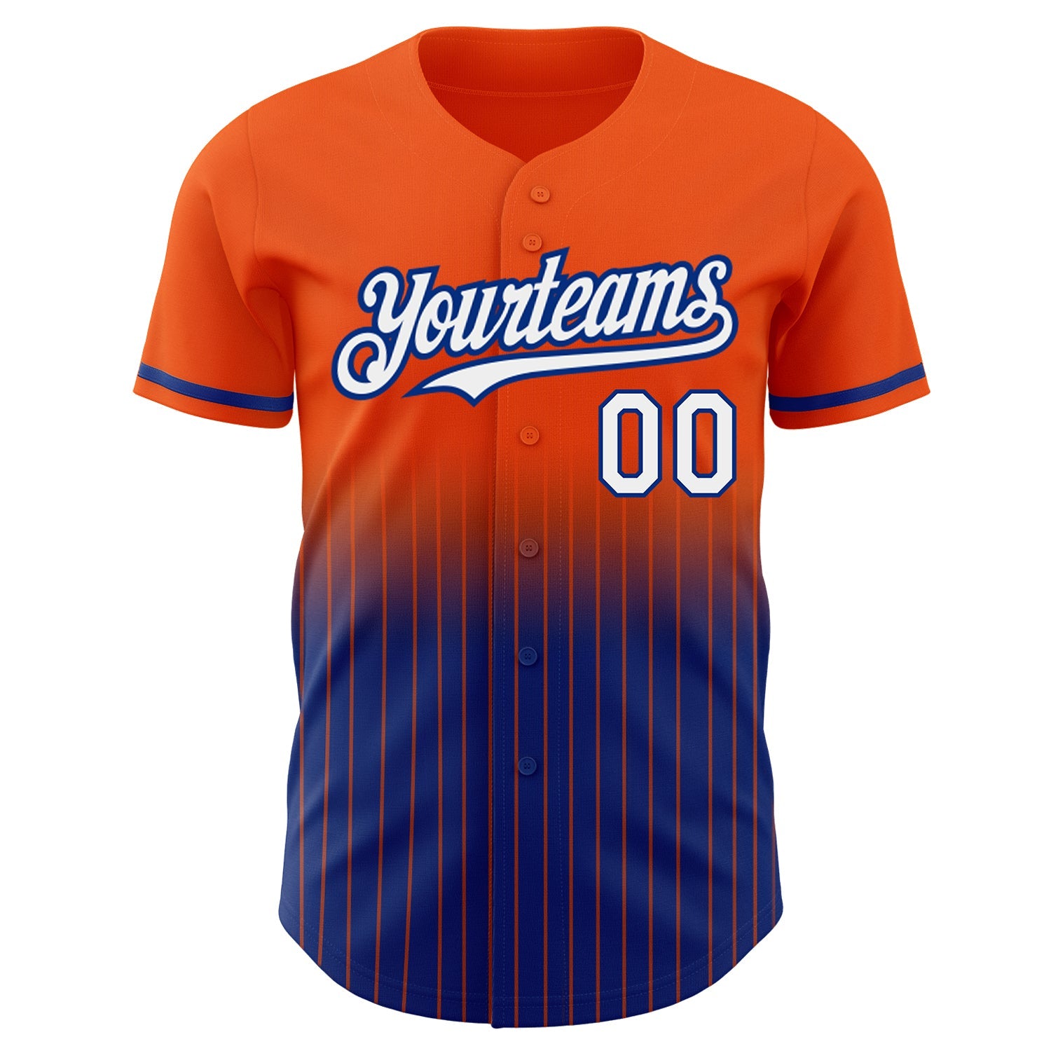 Custom Orange Pinstripe White-Royal Authentic Fade Fashion Baseball Jersey view 3