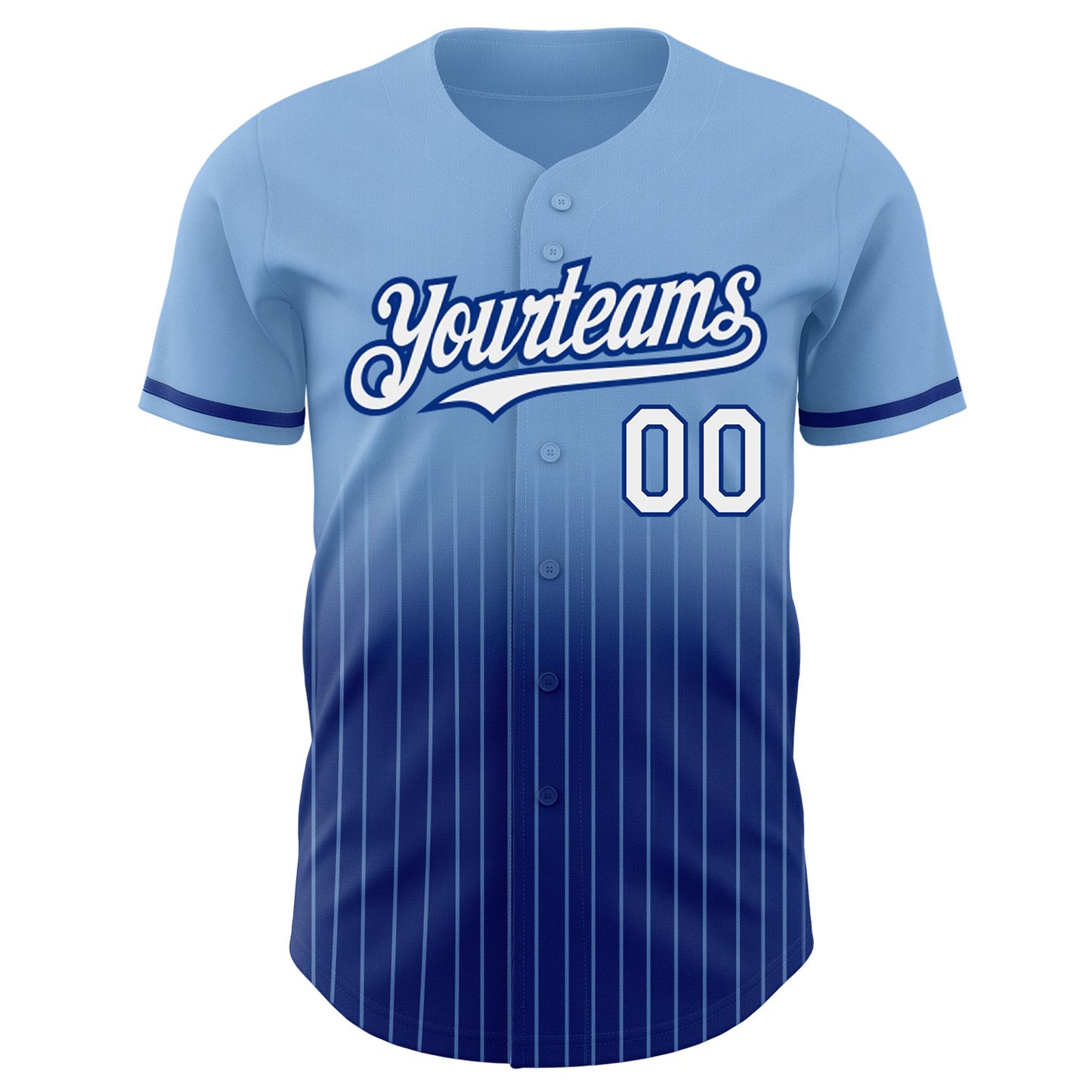 Custom Light Blue Pinstripe White-Royal Authentic Fade Fashion Baseball Jersey view 3