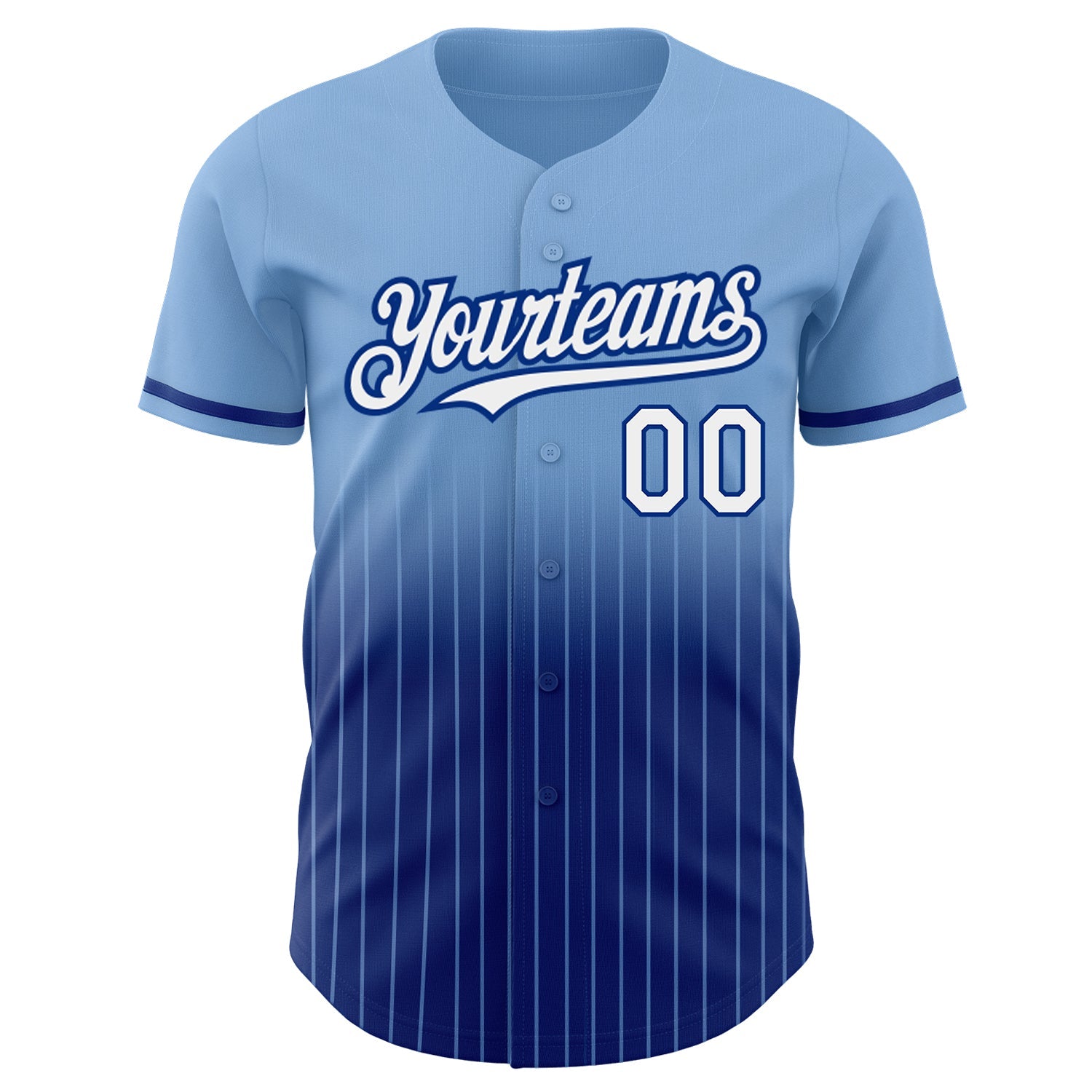 Custom Light Blue Pinstripe White-Royal Authentic Fade Fashion Baseball Jersey view 3