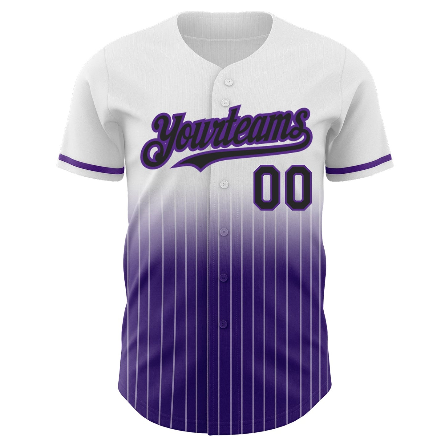 Custom White Pinstripe Black-Purple Authentic Fade Fashion Baseball Jersey view 3
