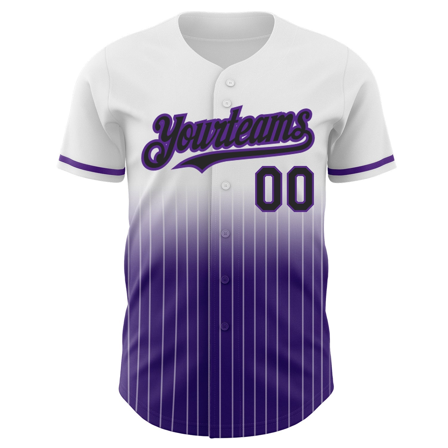 Custom White Pinstripe Black-Purple Authentic Fade Fashion Baseball Jersey view 3