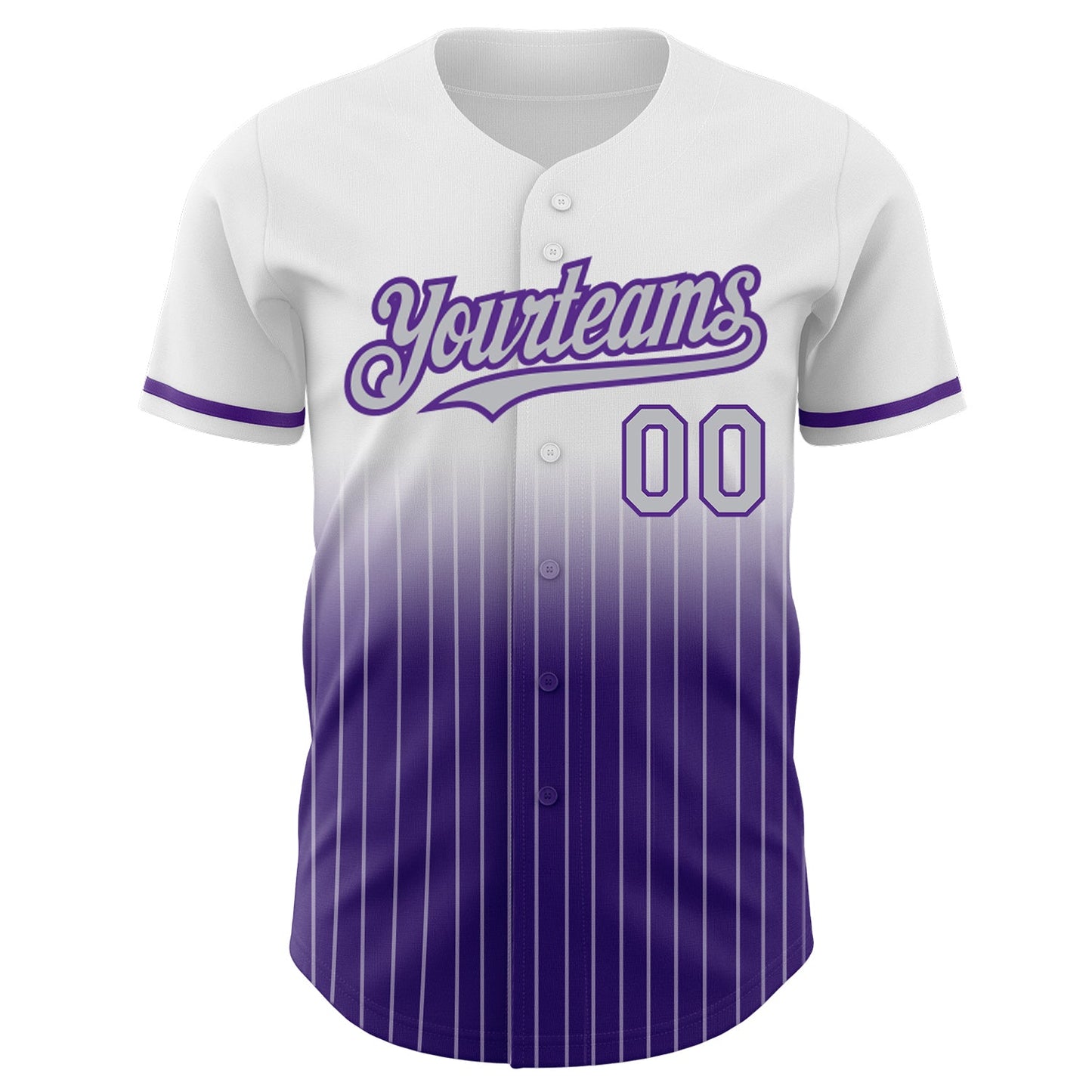 Custom White Pinstripe Gray-Purple Authentic Fade Fashion Baseball Jersey view 3