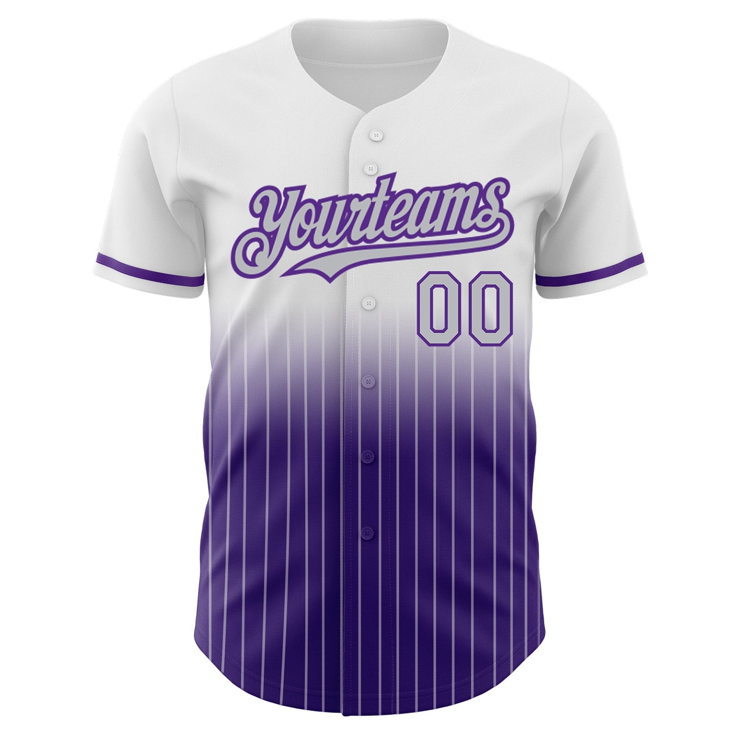 Custom White Pinstripe Gray-Purple Authentic Fade Fashion Baseball Jersey view 3