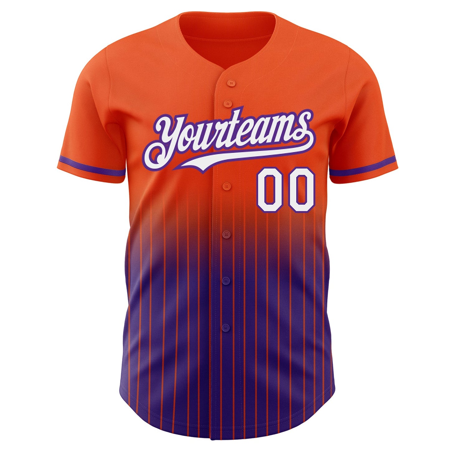 Custom Orange Pinstripe White-Purple Authentic Fade Fashion Baseball Jersey view 3